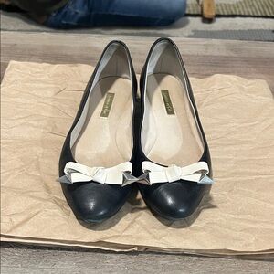 Louise et Cie Black and Cream Flats with Bow Detail